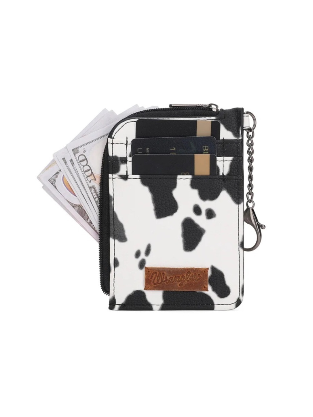 Wrangler Cow Print Print Mini Zip Card Case Black